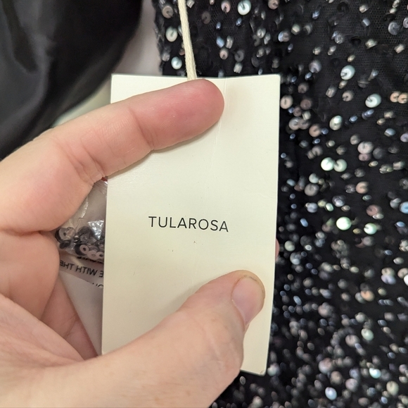 Revolve Tularosa Allison Silver Beaded Sequin Dress with Puff Sleeves Party - Picture 12 of 14